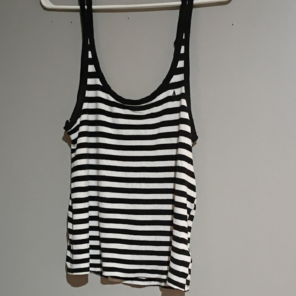 Volcom Black and White Striped Tank Top